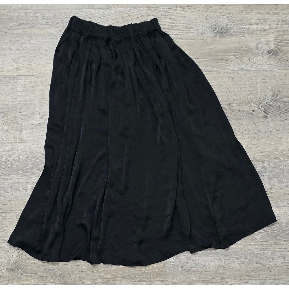 Life Styler Women Black Pleated Midi Skirt Size M